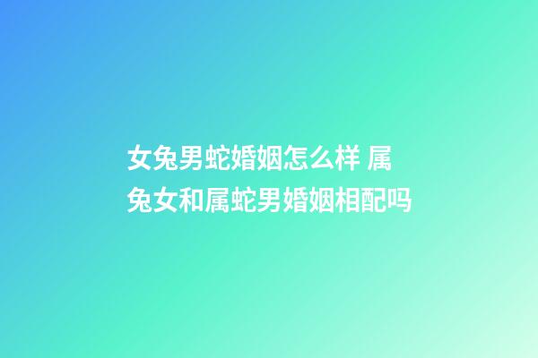 女兔男蛇婚姻怎么样 属兔女和属蛇男婚姻相配吗-第1张-观点-玄机派